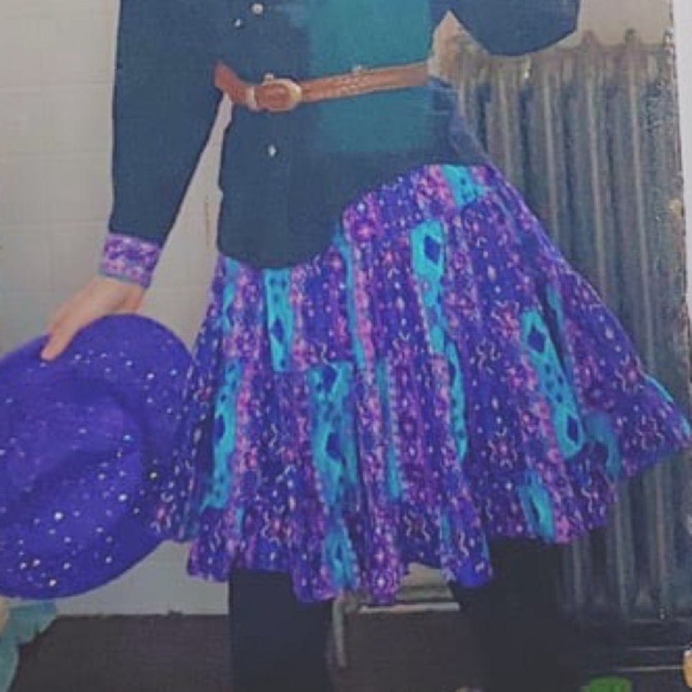 Purple cowgirl skirt rough rider 100% cotton size medium